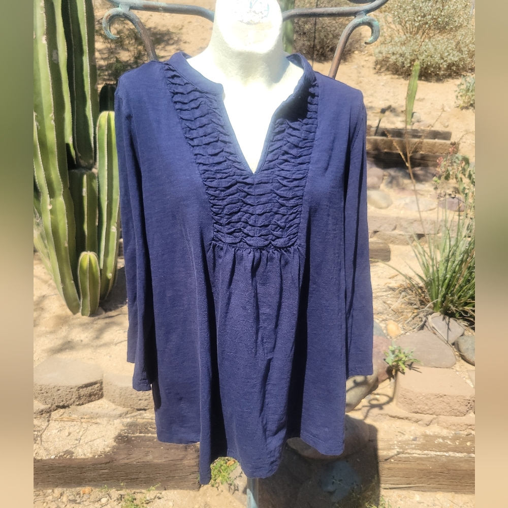 🚩Summer Sale🚩Western Prarie Plus Navy Blouse